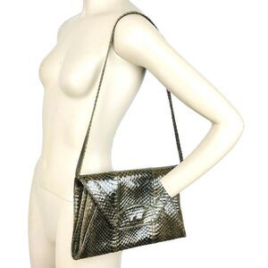 Vintage Genuine Snakeskin Leather Envelope Crossbody Clutch Purse Handbag